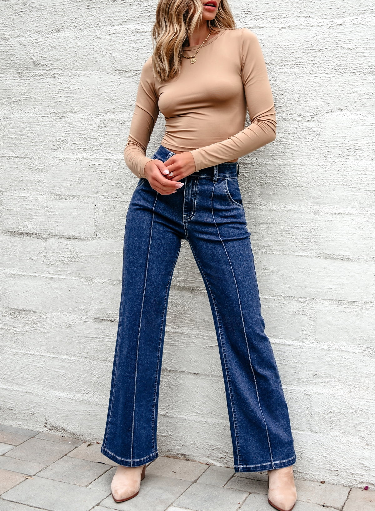 Women'S Wide Leg Jeans Boyfriend Baggy Jeans Casual Jeans